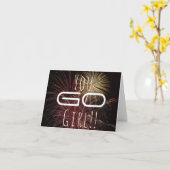 Ga je meisje! Kaart van gefeliciteerd met vuurwerk (Gele Bloem)