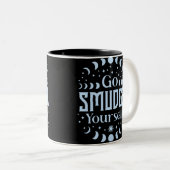 Ga jezelf vlekken Maan Phases Fun Halloween Tweekleurige Koffiemok (Voorkant rechts)