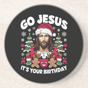 Ga Jezus Het Is Je Verjaardag Lelijk Kerst T-shirt Zandsteen Onderzetter
