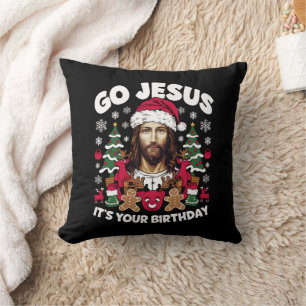 Ga Jezus Het Is Je Verjaardag Lelijke Kerst T-shir Kussen