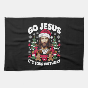 Ga Jezus Het Is Je Verjaardag Lelijke Kerst T-shir Theedoek