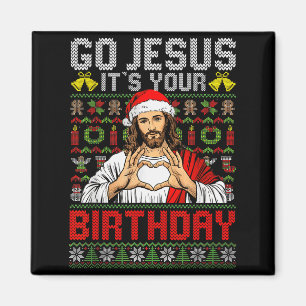 Ga Jezus het is je verjaardag lelijke kersttrui  Magneet