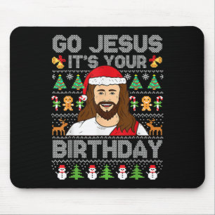 Ga Jezus Het Is Je Verjaardag Lelijke Kersttrui Muismat