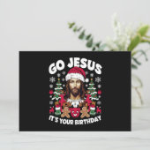 Ga Jezus, het is jouw verjaardag, lelijke kersttru Feestdagenkaart (Staand voorkant)
