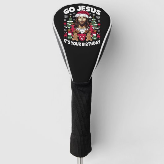 Ga Jezus, het is jouw verjaardag, lelijke kersttru Golfheadcover (Voorkant)