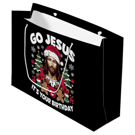 Ga Jezus, het is jouw verjaardag, lelijke kersttru Groot Cadeauzakje (Voorkant Gekanteld)