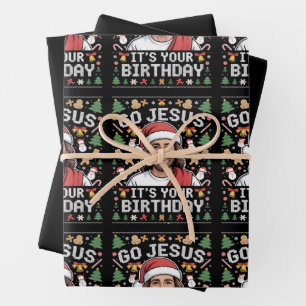 Ga Jezus, het is jouw verjaardag, lelijke kersttru Inpakpapier Vel