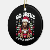 Ga Jezus, het is jouw verjaardag, lelijke kersttru Keramisch Ornament (Links)