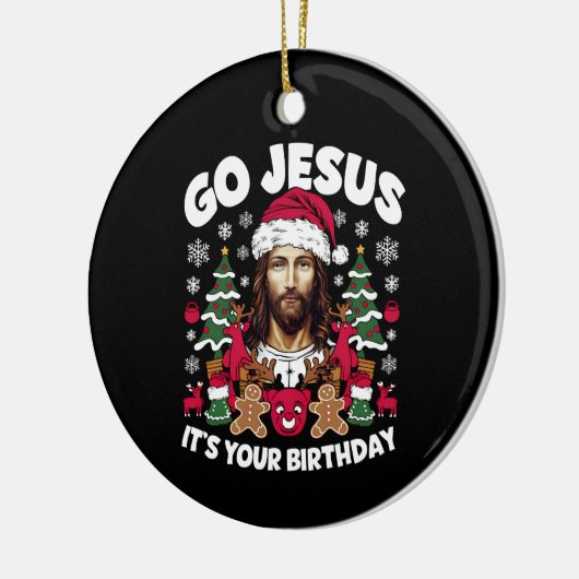 Ga Jezus, het is jouw verjaardag, lelijke kersttru Keramisch Ornament (Links)