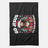 Ga Jezus, het is jouw verjaardag, lelijke kersttru Theedoek (Verticaal)