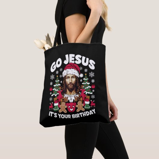 Ga Jezus, het is jouw verjaardag, lelijke kersttru Tote Bag (Dichtbij)