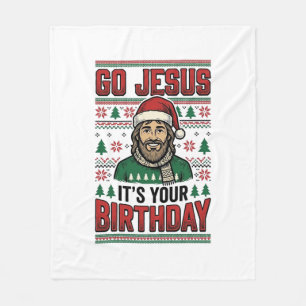 Ga Jezus Kerstmis Verjaardag Vintage T-shirt Fleece Deken