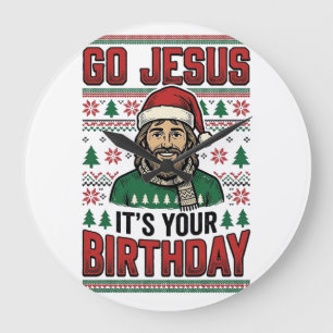 Ga Jezus Kerstmis Verjaardag Vintage T-shirt Grote Klok