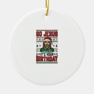 Ga Jezus Kerstmis Verjaardag Vintage T-shirt Keramisch Ornament
