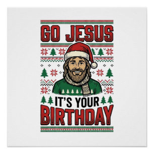 Ga Jezus Kerstmis Verjaardag Vintage T-shirt Perfect Poster