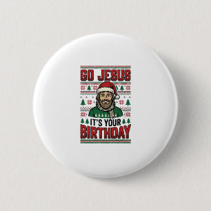 Ga Jezus Kerstmis Verjaardag Vintage T-shirt Ronde Button 5,7 Cm