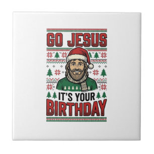 Ga Jezus Kerstmis Verjaardag Vintage T-shirt Tegeltje