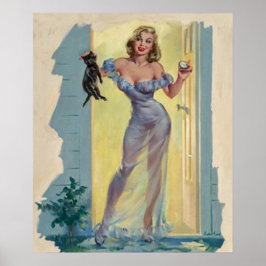 Ga jij met mij en kat pinup poster (Voorkant)