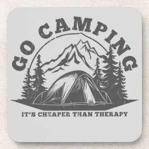 Ga kamperen, goedkoper dan therapie Grappige quote Bier Onderzetter