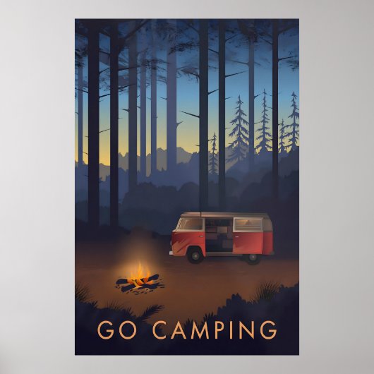 Ga Kamperen Reisposter Campervan Versie Poster (Voorkant)