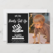 Ga karten, raceauto jongen foto verjaardag kaart (Voorkant)