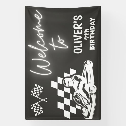 Ga karten, raceauto jongen verjaardag spandoek (Verticaal)