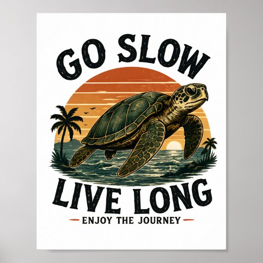 Ga Lang Leef Lang Zee Schildpad Zonsondergang Moti Poster (Voorkant)