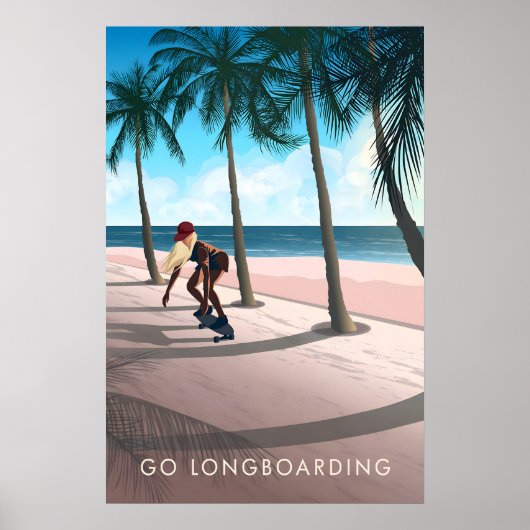 Ga Longboarden Reisposter Poster (Voorkant)