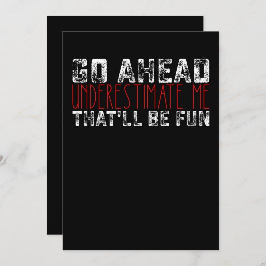 Ga me onderschatten, dat zal leuk zijn kaart (Voorkant / Achterkant)