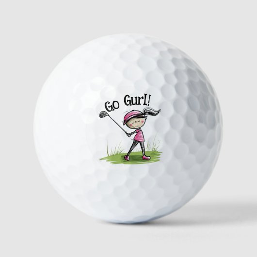 "Ga meid!" Leuke Cartoon golfbal voor vrouwen golf Golfballen (Voorkant)