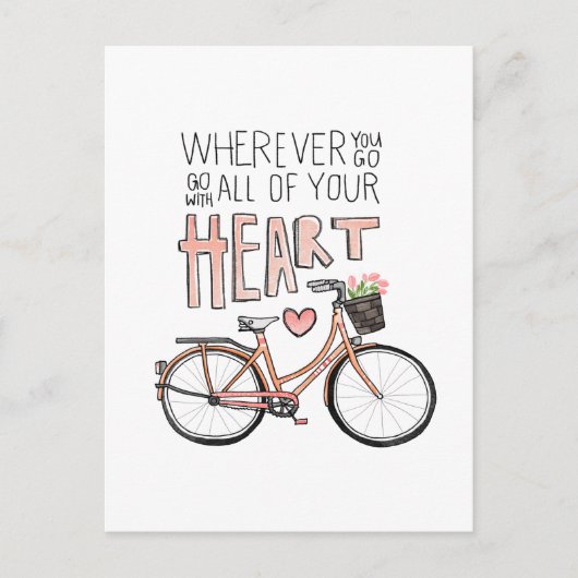 Ga met al je hart - fiets briefkaart (Voorkant)