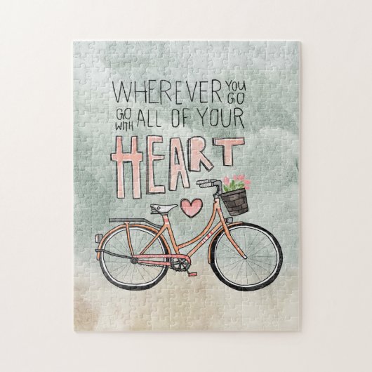 Ga met al je hart -  fiets legpuzzel (Verticaal)