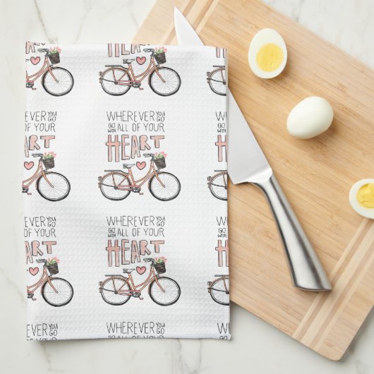Ga met al je hart -  fiets theedoek (Quarter Fold)