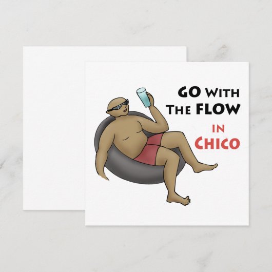 Ga met de Flow in Chico Uitnodiging (Voorkant / Achterkant)