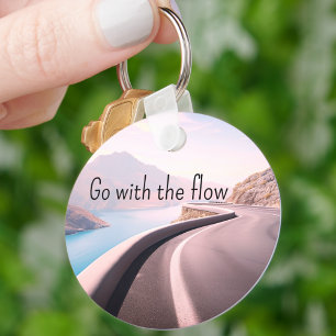 GA MET DE FLOW Inspirerend Quote Modern Cool Sleutelhanger