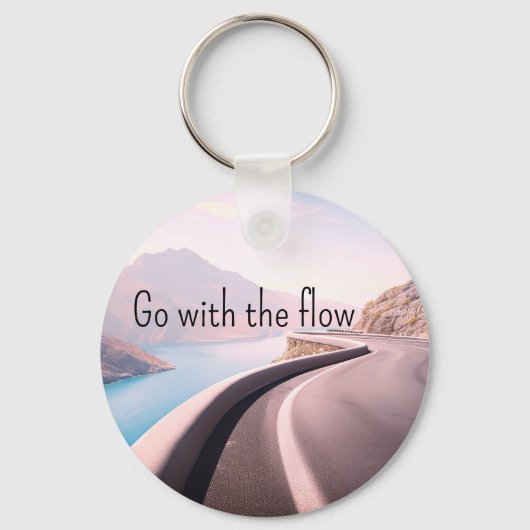GA MET DE FLOW Inspirerend Quote Modern Cool Sleutelhanger (Achterkant)