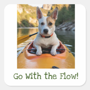 Ga met de Flow Schattige Dog Kajakken Sticker