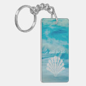Ga met de getijdenoceaan golven diamanten zeeschel sleutelhanger (Voorkant Links)