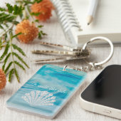 Ga met de getijdenoceaan golven diamanten zeeschel sleutelhanger (Voorkant Rechts)