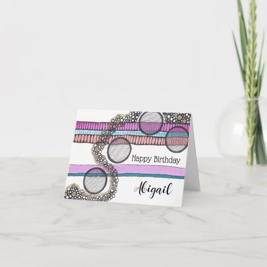 Ga met de stroom, abstract, jouw naam, verjaardag kaart (Voorkant)