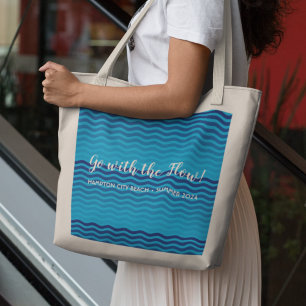 "Ga met de stroom" Blue Waves Canvas tas