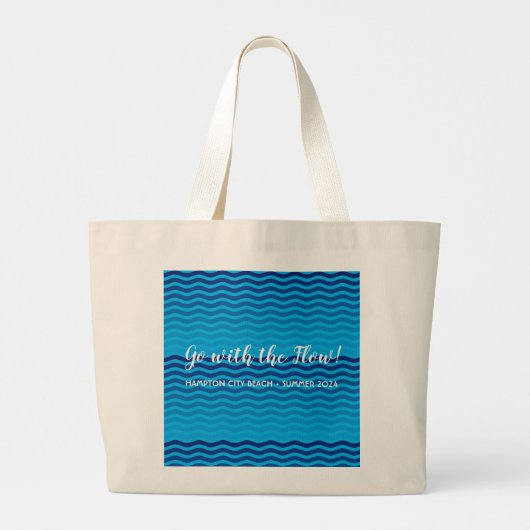 "Ga met de stroom" Blue Waves Canvas tas (Achterkant)