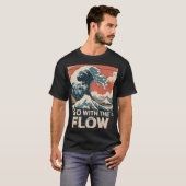 Ga Met De Stroom Golf Kunstprint T-shirt (Voorkant volledig)