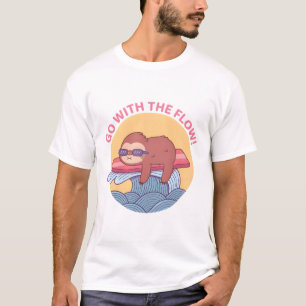 Ga met de stroom mee, luiaard chillen op surfplank t-shirt