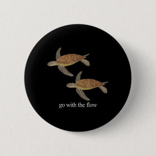 Ga met de stroom mee Zeeschildpad Oceaan strand sf Ronde Button 5,7 Cm