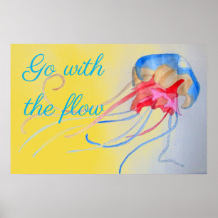 Ga met het stroomcitaat Jellyfish op zand Poster