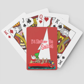 Ga met Kerstmis met Kerstmis met Kerstman in Boat Pokerkaarten