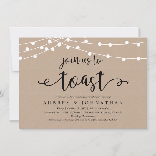 Ga met ons mee op toast, Rustic Kraft repetitie di Kaart (Voorkant)