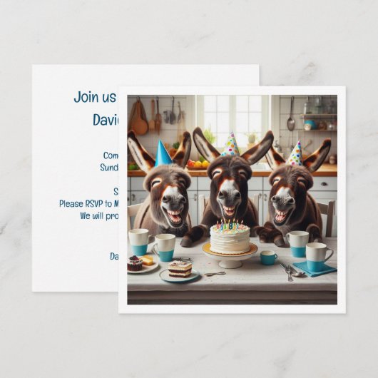 Ga met ons mee voor een lach, lachende ezel uitnod kaart (Voorkant / Achterkant)