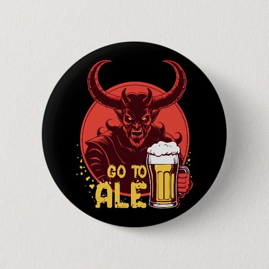 Ga naar Ale - Satan drinkt bier Ronde Button 5,7 Cm (Voorkant)